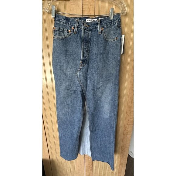RE/DONE Levi's Denim Front Slit Maxi Skirt in Indigo Size 25 NWT $295 - Picture 3 of 11